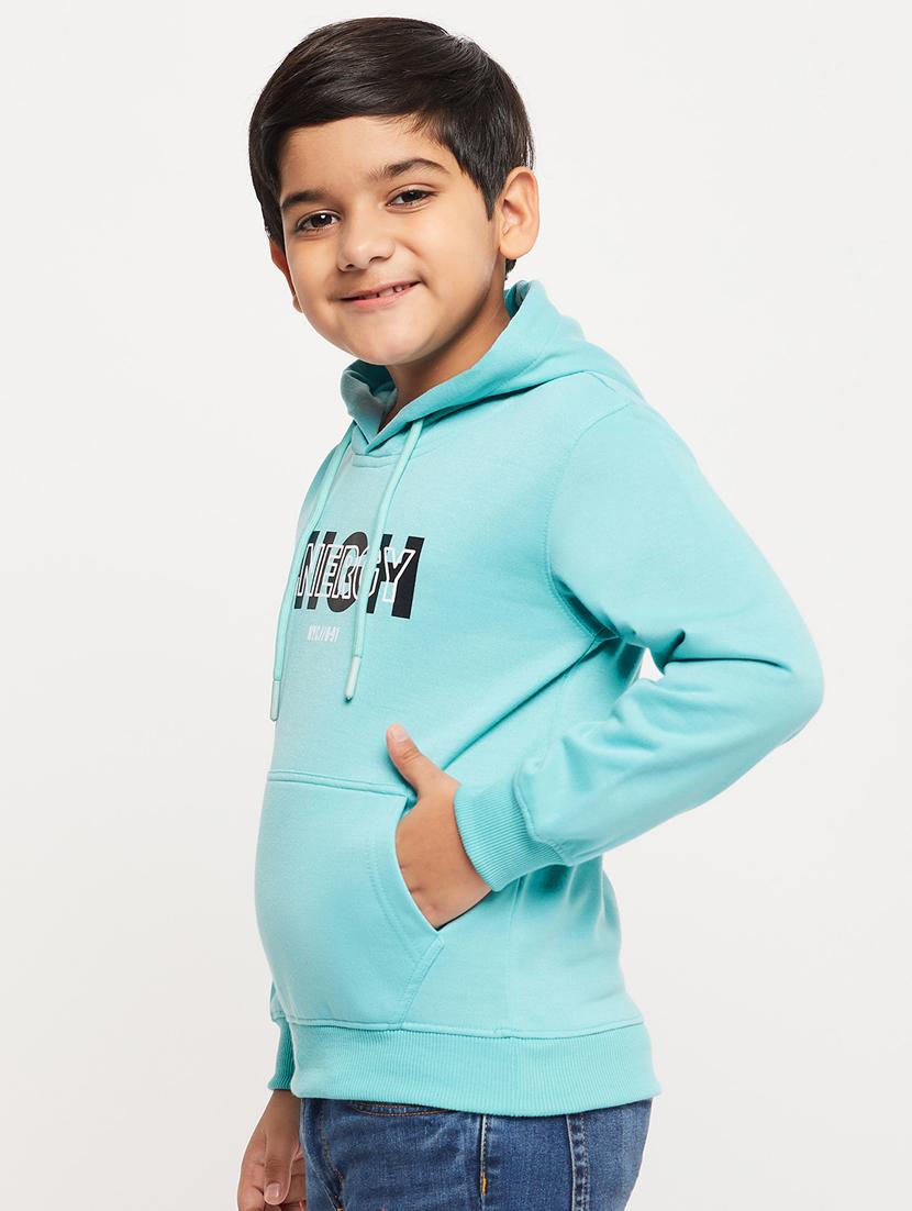 light blue typographic print hooded sweatshirt - 20498797 - Standard Image - 1
