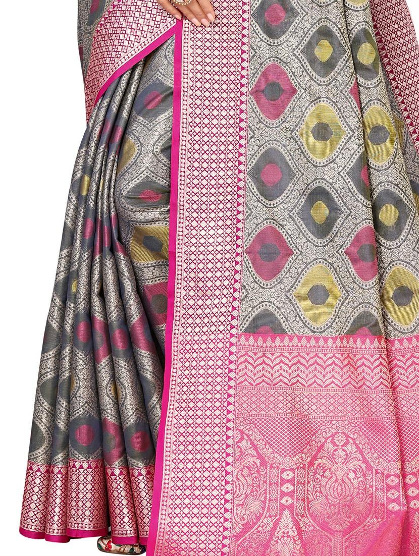 women's self design grey colored saree with blouse - 20499057 - Standard Image - 1