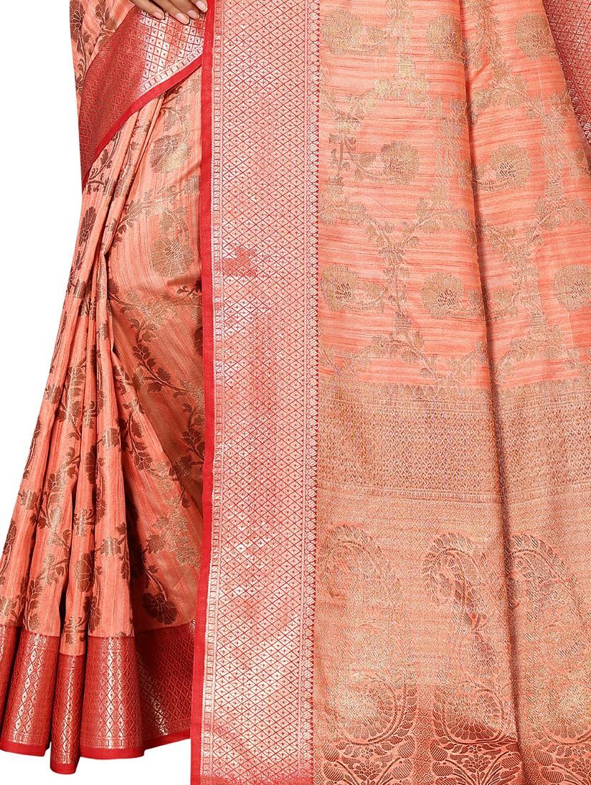 women's self design peach colored saree with blouse - 20499068 - Standard Image - 1