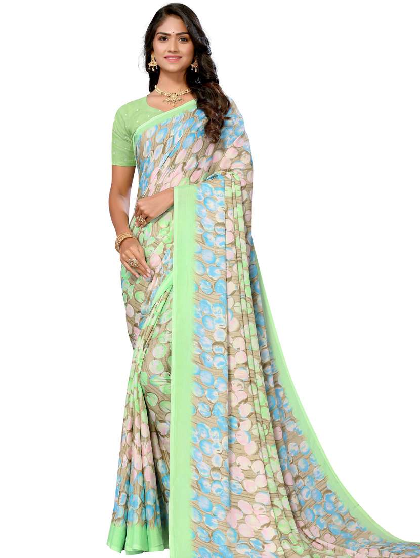 women's printed multi colored saree with blouse