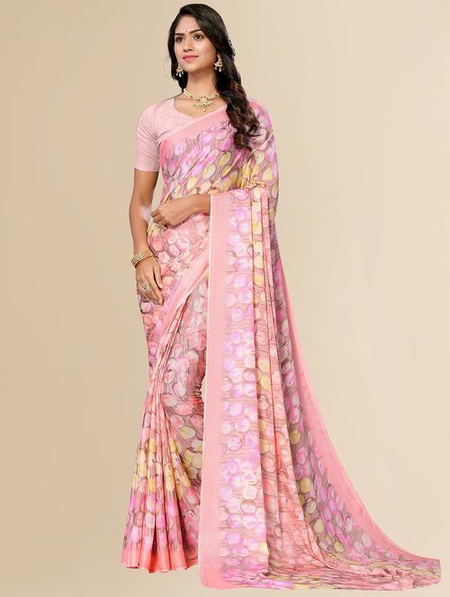 women rosewater geometric printed saree with blouse - 20499101 - Standard Image - 0