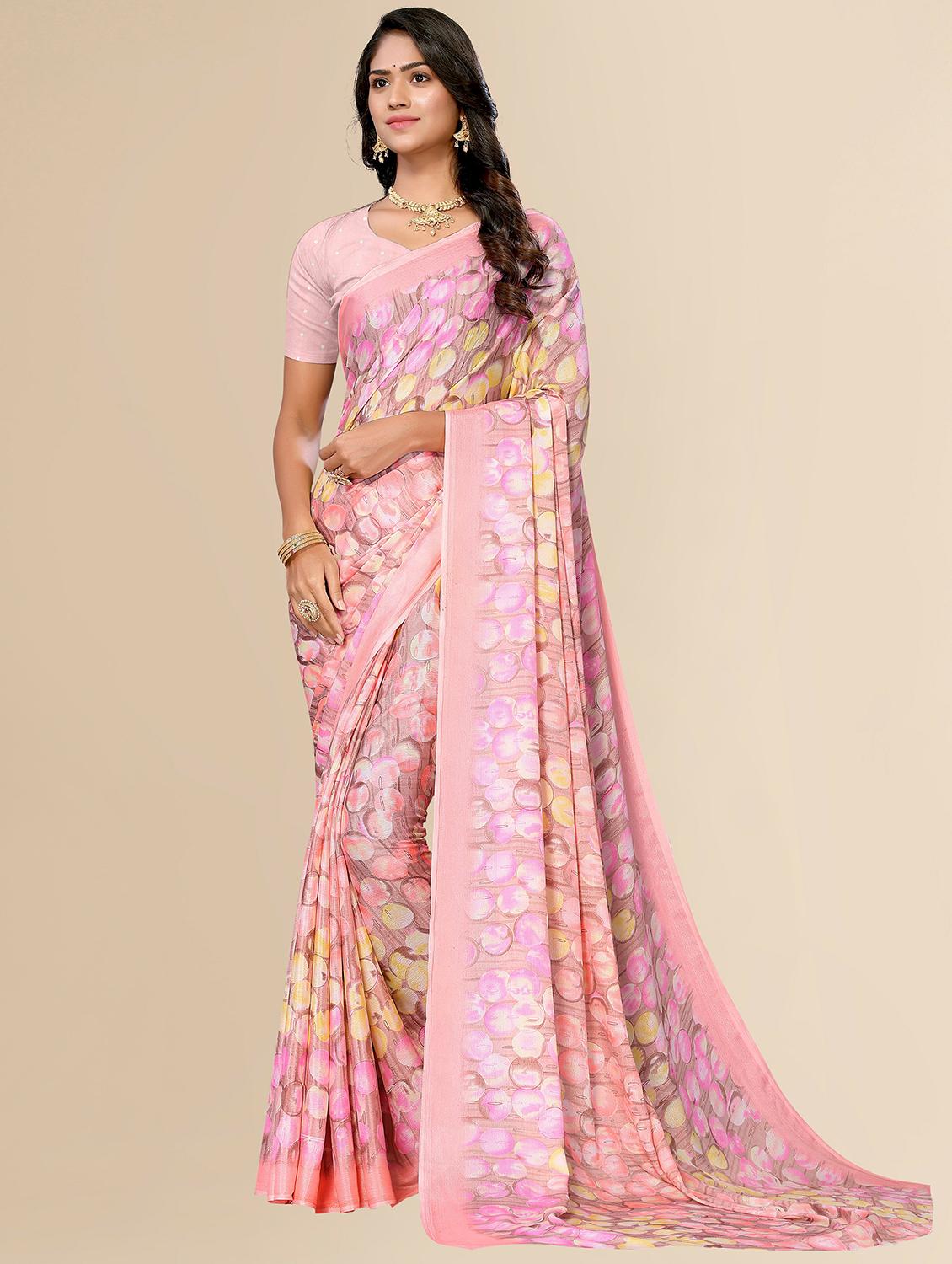 women rosewater geometric printed saree with blouse - 20499101 - Zoom Image - 0