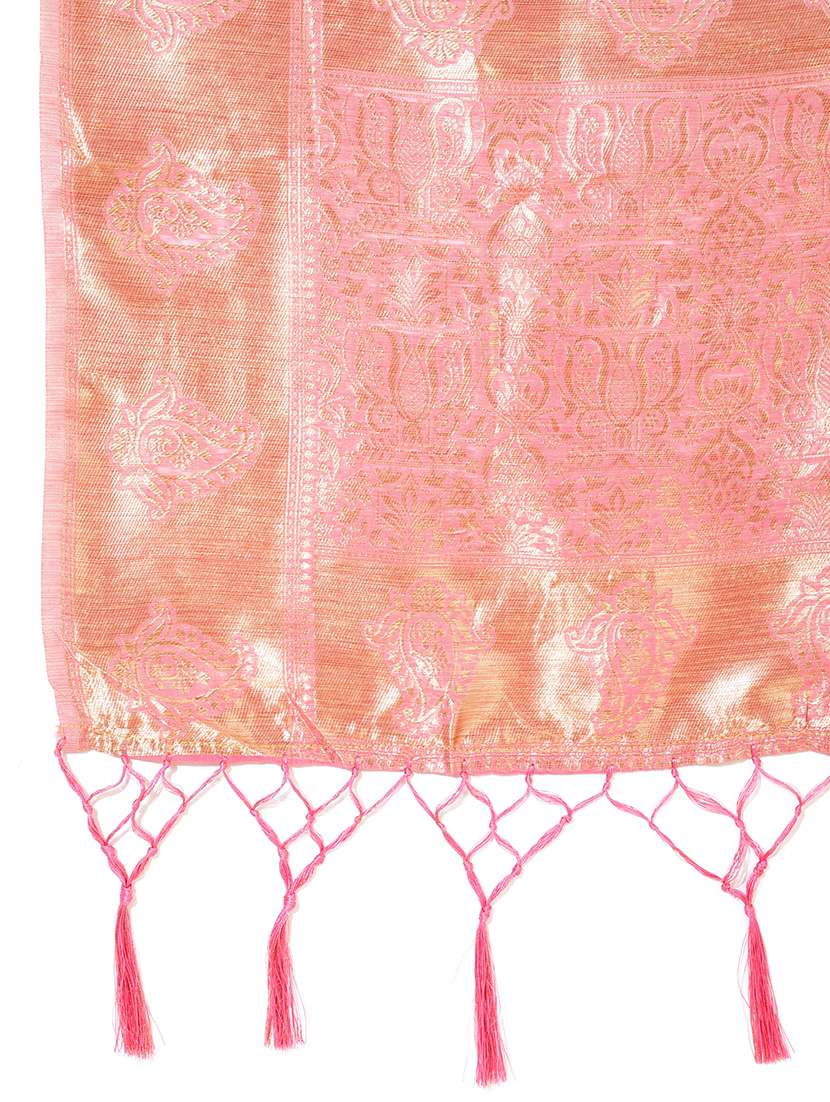 women's self design nude colored saree with blouse - 20500942 - Standard Image - 6