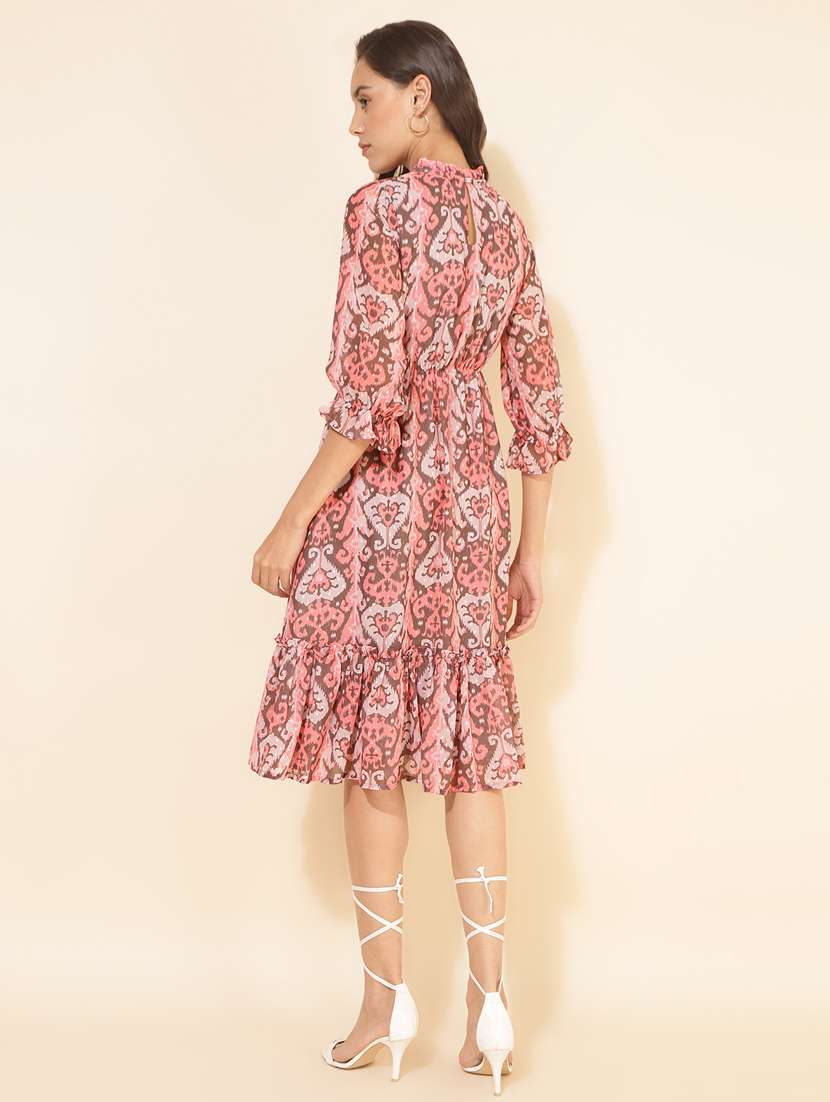 women ikat print fit & flare dress - 20501015 -  Standard Image - 4