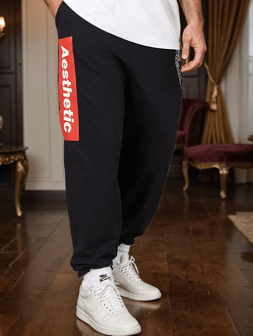 men placement print mid rise jogger - 20501271 - Standard Image - 1