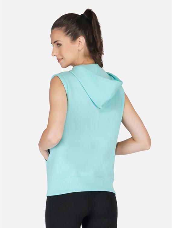 women light blue solid sleeveless hooded sweatshirt - 20501474 -  Standard Image - 1