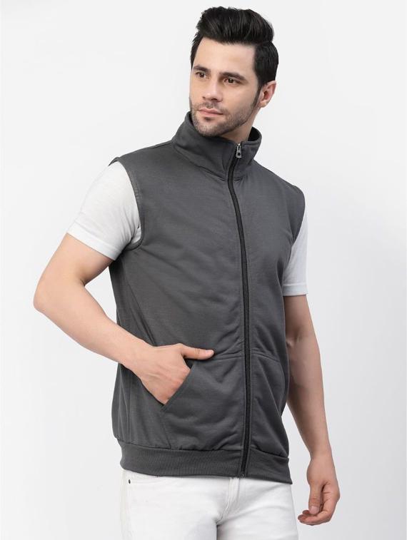 men sleeveless solid casual jacket - 20501491 - Standard Image - 1