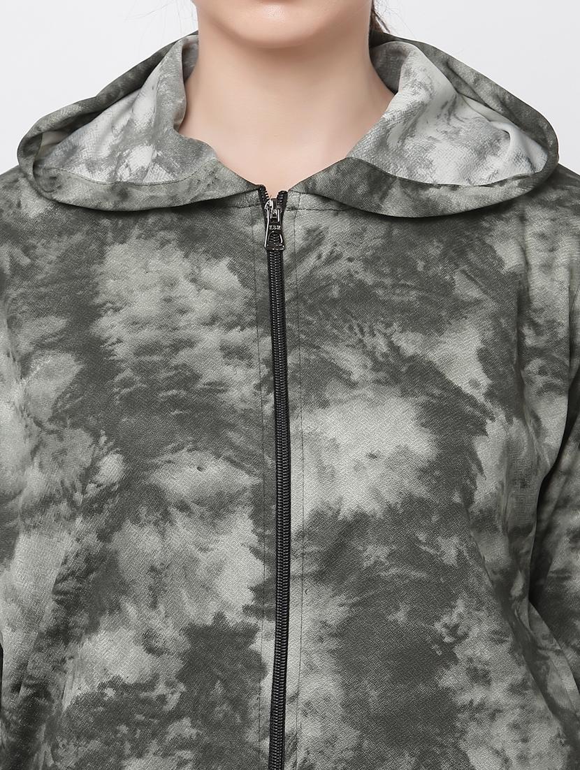 women green printed hooded jacket - 20501495 - Standard Image - 4