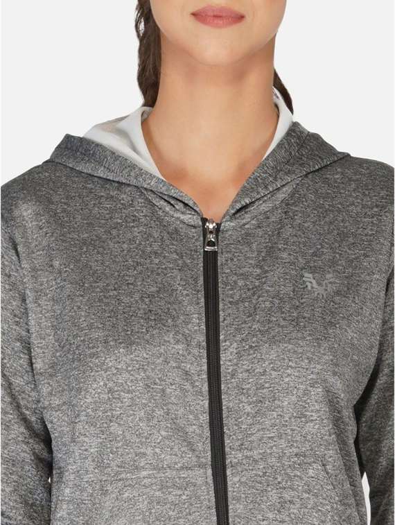 women grey solid hooded sweatshirt - 20501507 -  Standard Image - 4