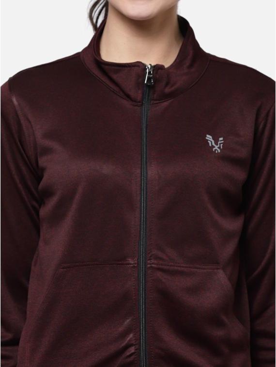 maroon solid stand collar regular jacket - 20501511 - Standard Image - 4