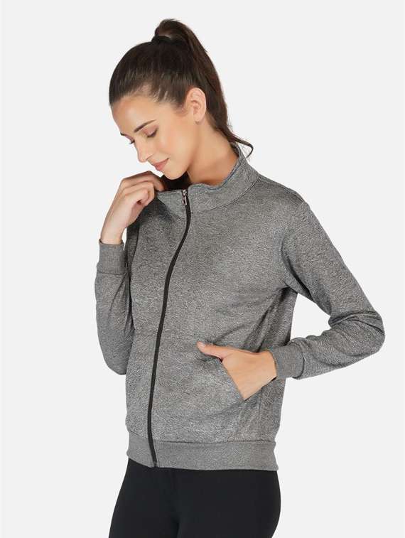 grey stand collar regular jacket - 20501515 - Standard Image - 1