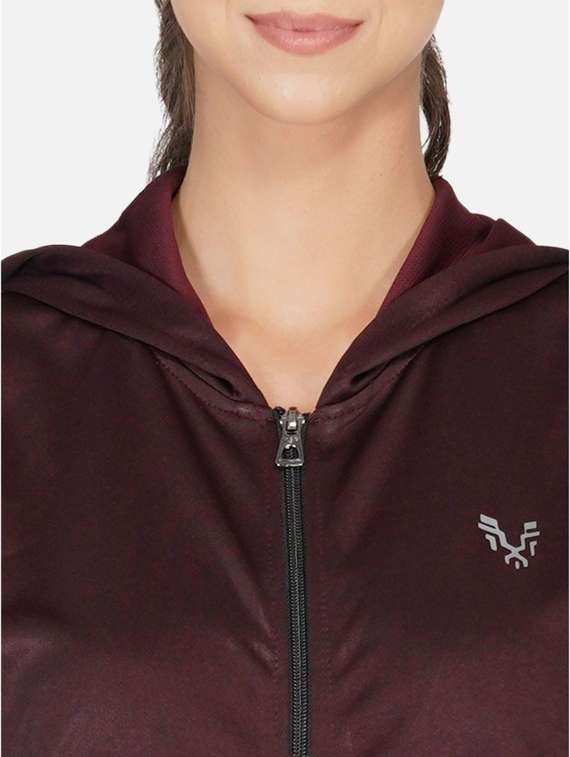 maroon solid hooded regular jacket - 20501518 -  Standard Image - 4