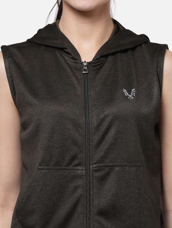 women olive solid hooded sweatshirt - 20501523 -  Standard Image - 4