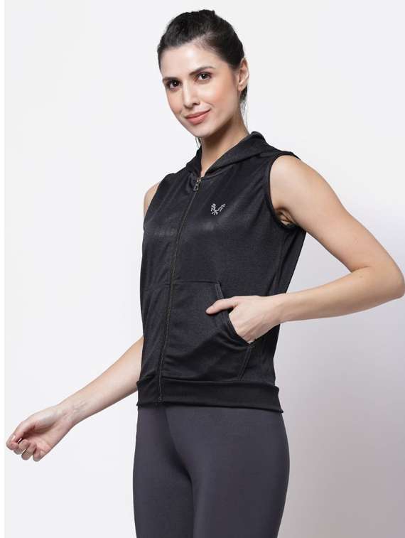 women black solid hooded sweatshirt - 20501525 - Standard Image - 1