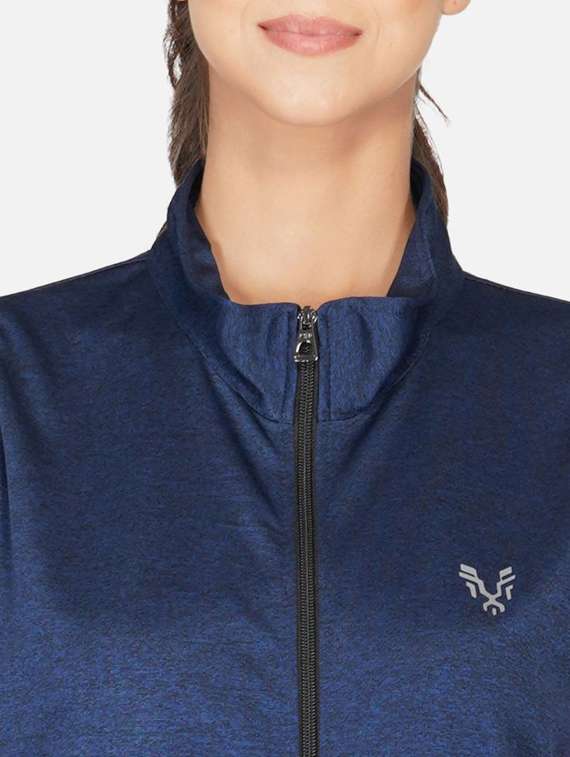 navy blue solid stand collar regular jacket - 20501527 -  Standard Image - 4