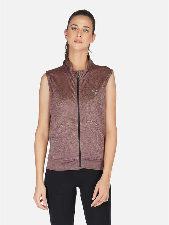 brown stand collar regular jacket