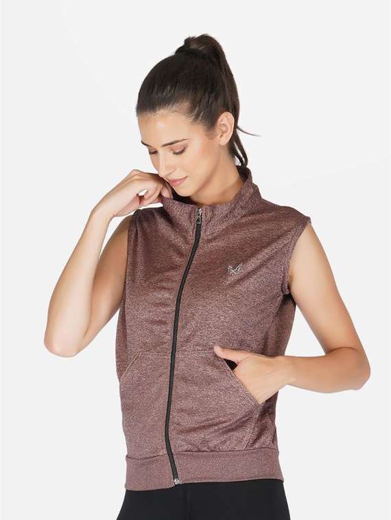 brown stand collar regular jacket - 20501528 - Standard Image - 1