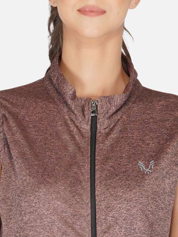 brown stand collar regular jacket - 20501528 - Standard Image - 4