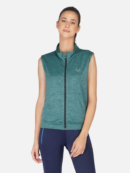 sea green stand collar regular jacket - 20501529 - Standard Image - 0