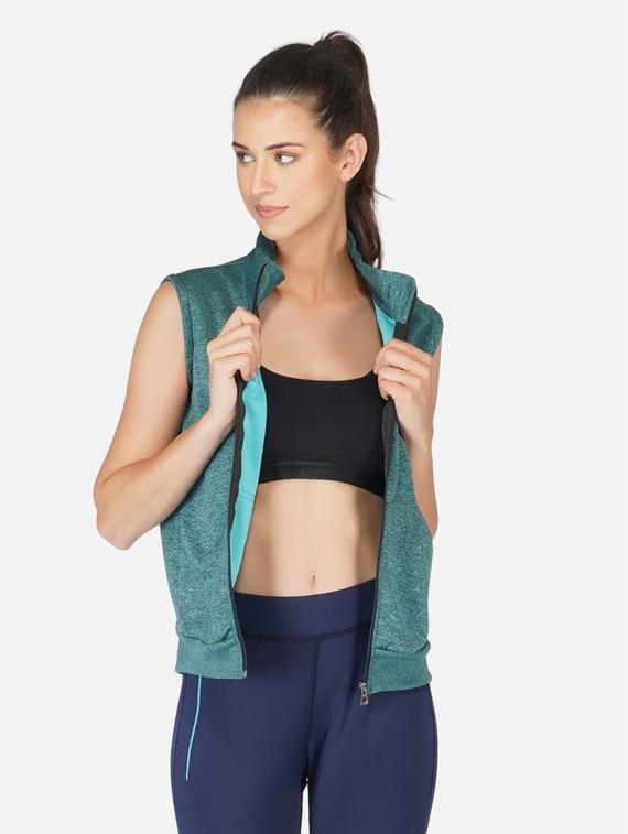 sea green stand collar regular jacket - 20501529 - Standard Image - 1