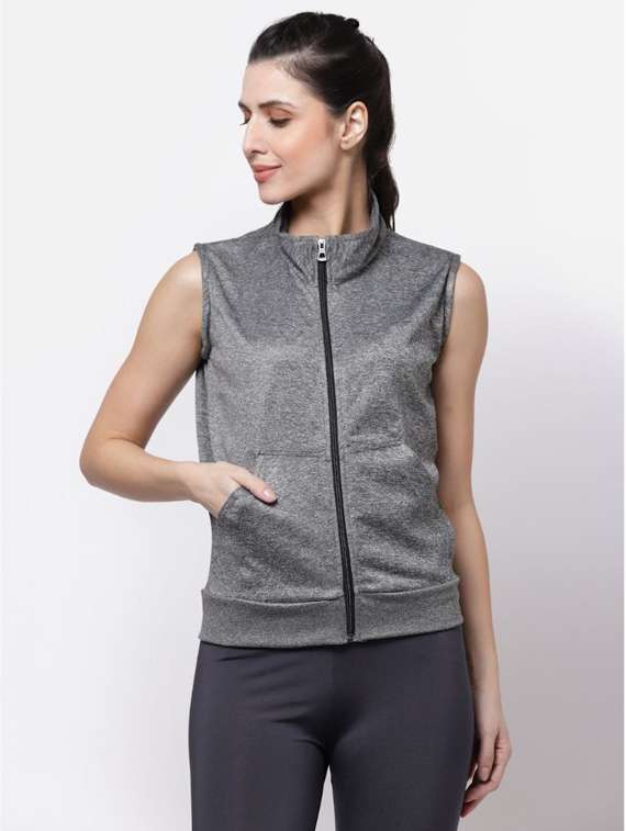 grey stand collar regular jacket