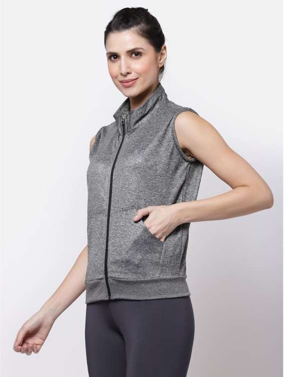 grey stand collar regular jacket - 20501530 - Standard Image - 1