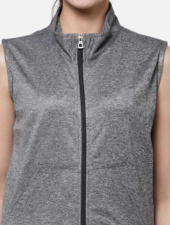 grey stand collar regular jacket - 20501530 - Standard Image - 4