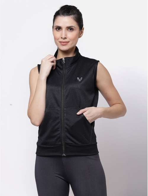 black solid stand collar regular jacket - 20501533 -  Standard Image - 0