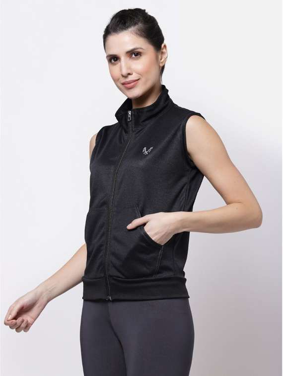 black solid stand collar regular jacket - 20501533 - Standard Image - 1