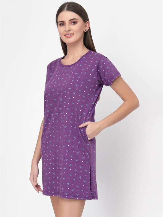 women round neck printed sleepshirt - 20501542 - Standard Image - 1