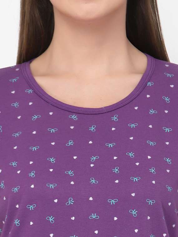 women round neck printed sleepshirt - 20501542 - Standard Image - 4