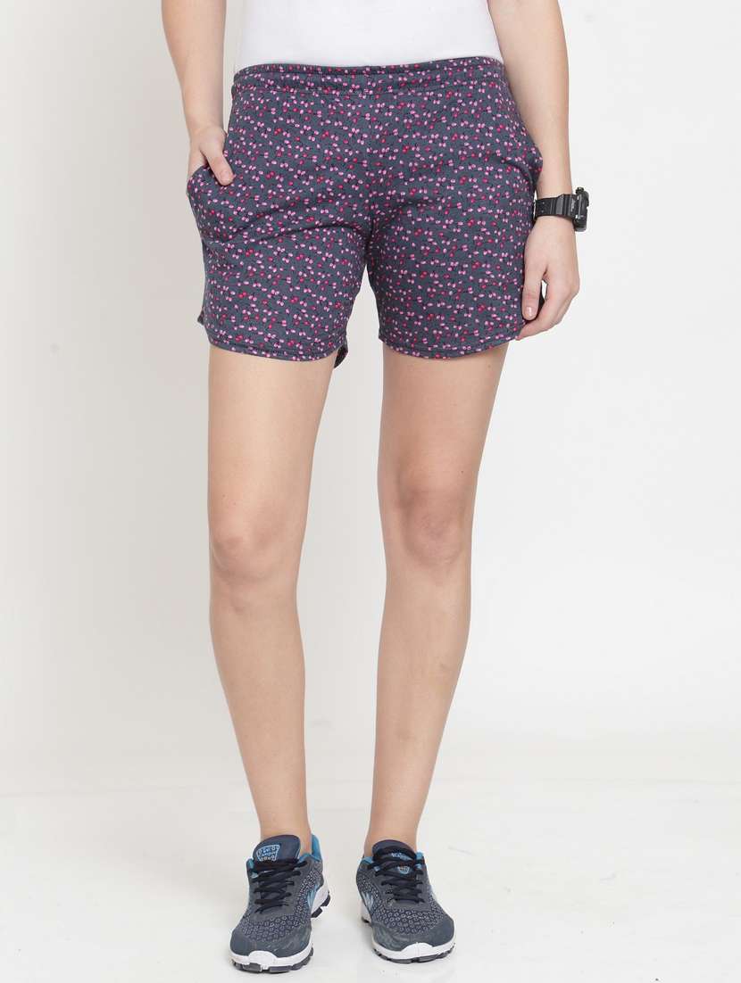 women multi colored cotton blend short