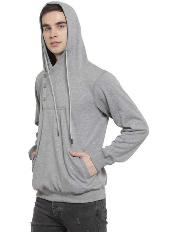 men melange cotton hooded sweatshirt - 20501641 - Standard Image - 1