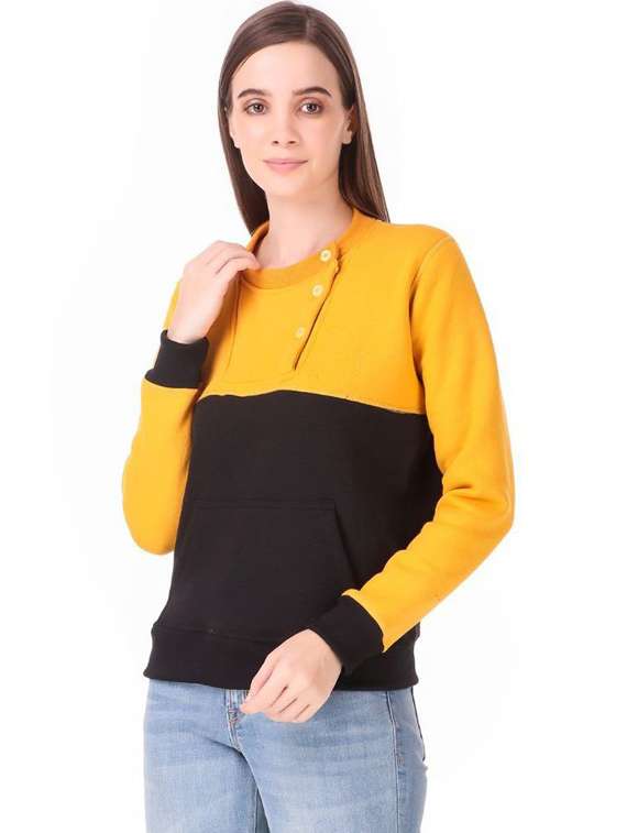 women color blocked button hoodie - 20501652 -  Standard Image - 1