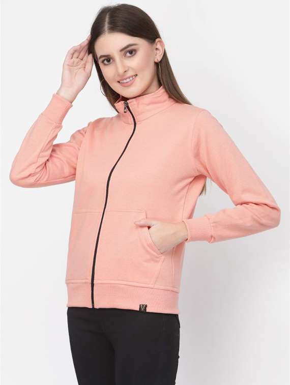 peach solid long sleeves regular sweatshirt - 20501660 - Standard Image - 1