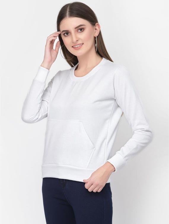 white solid regular sweatshirt - 20501670 -  Standard Image - 1