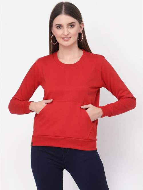 red solid regular sweatshirt - 20501672 - Standard Image - 0