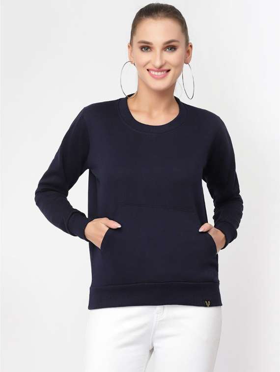 navy blue solid regular sweatshirt