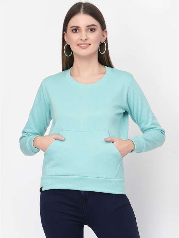 women turquoise round regular sweatshirt - 20501680 - Zoom Image - 0