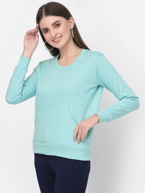 women turquoise round regular sweatshirt - 20501680 - Standard Image - 1