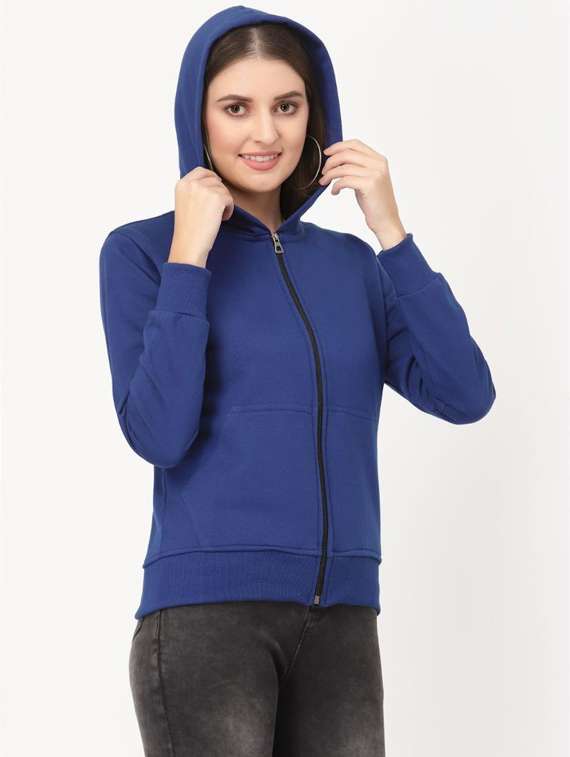 blue solid hooded regular sweatshirt - 20501685 -  Standard Image - 1