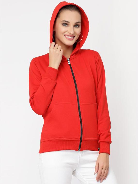 red solid hooded regular sweatshirt - 20501686 - Standard Image - 1