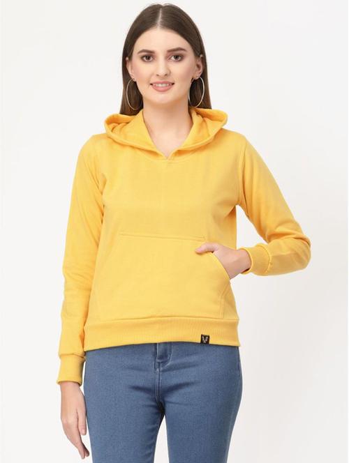 yellow solid hooded sweatshirt - 20501696 - Standard Image - 0