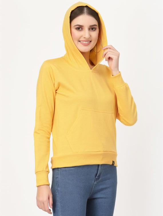yellow solid hooded sweatshirt - 20501696 - Standard Image - 1