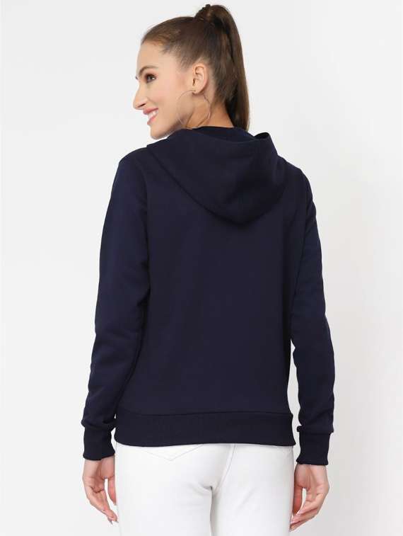 navy blue solid hooded sweatshirt - 20501703 -  Standard Image - 1