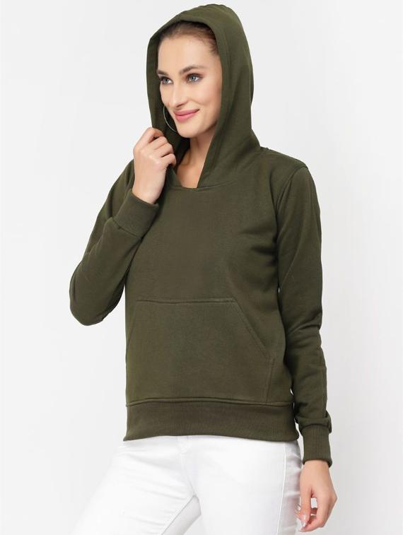 olive solid hooded sweatshirt - 20501704 - Standard Image - 1