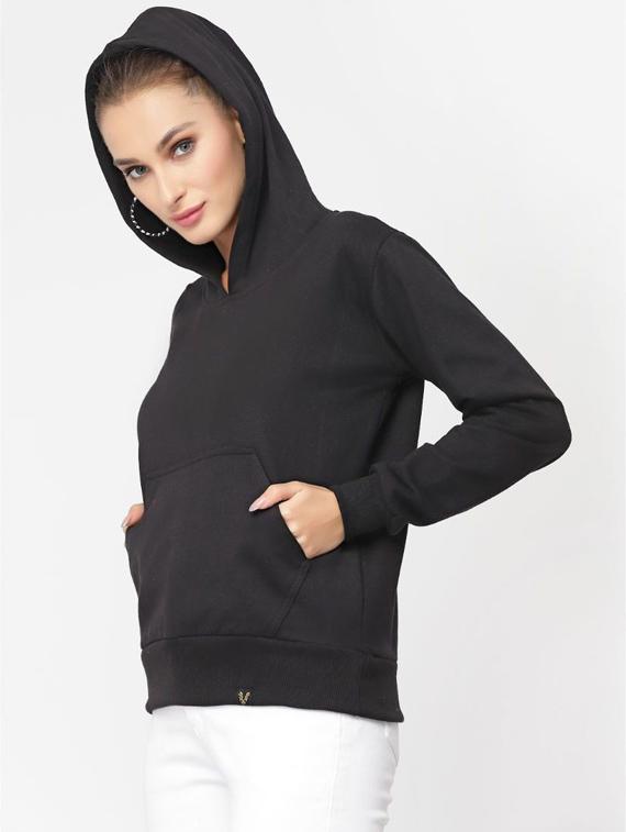 black solid hooded sweatshirt - 20501706 -  Standard Image - 1