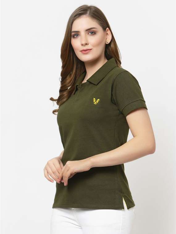 olive solid polo tees - 20501825 -  Standard Image - 1