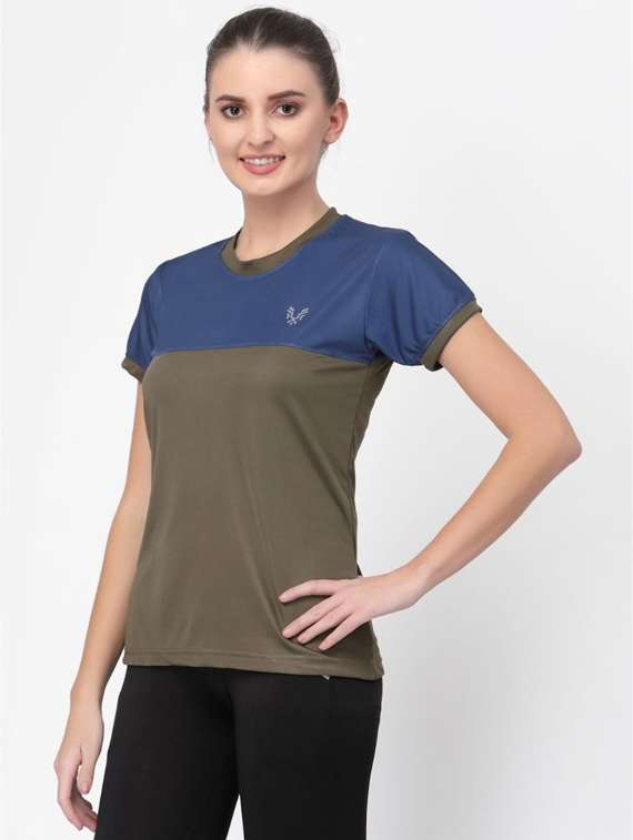 women's color block crew neck t-shirt - 20501852 - Standard Image - 1