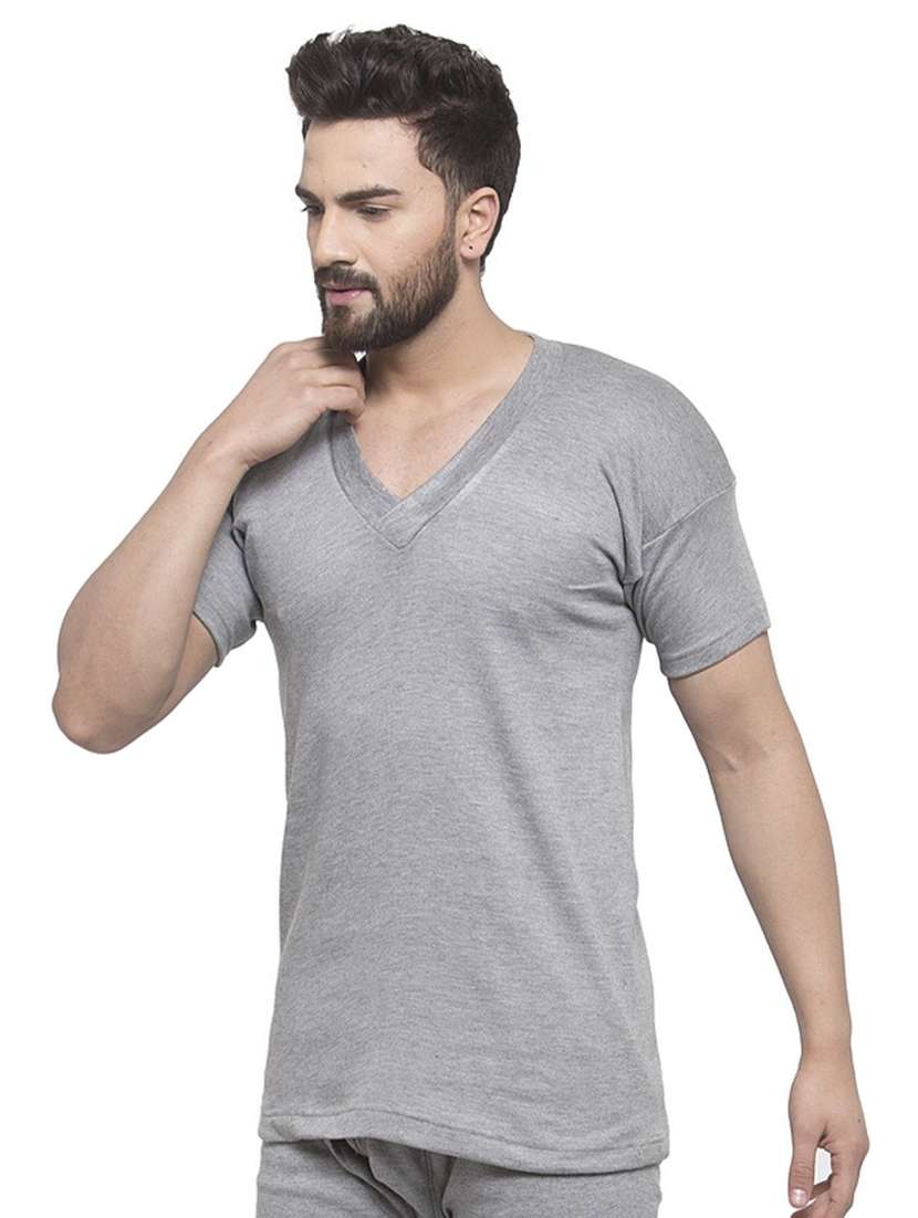 grey cotton thermal top - 20501902 -  Standard Image - 1
